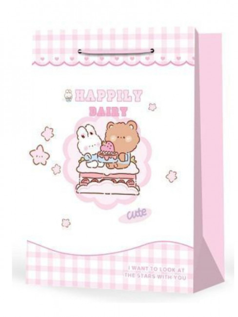 Пакет подароч. 26х32х10см "Лучшие друзья" с мат.ламинацией, розовый, (L), MILAND/ПКП-5932 (12)