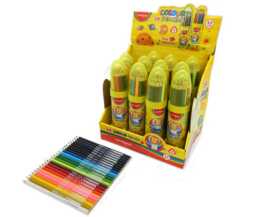 Карандаши 24 цв. KEYROAD "Ракета" 3х-гр, деревянные, заточенные, с точилкой, в металлическом тубусе KR972229 (1/12/72) Карандаши 24 цв. KEYROAD "Ракета" 3х-гр, деревянные, заточенные, с точилкой, в металлическом тубусе KR972229 (1/12/72)