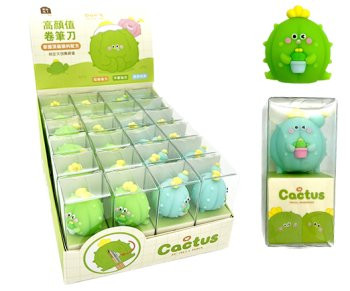 Точилка   CX-51 "Кактус" 40*30*30мм, фигурная, 1 отделение, без накопителя, цвета ассорти, в упаковке ПВХ KK-7967 (24/576)