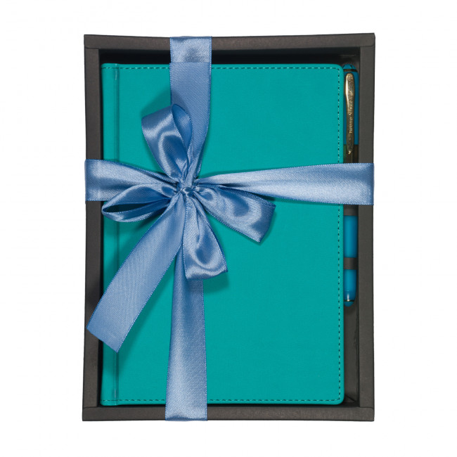 Подарочный набор: недатированный ежедневник А5 "Velvet"+ ручка, морская волна, BV/3-115/15-2