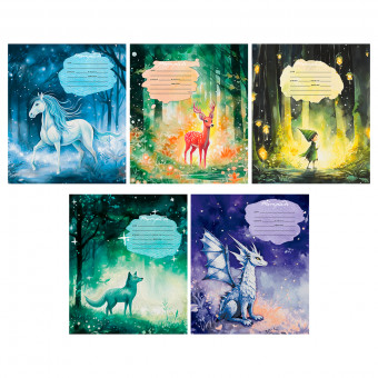 Тетрадь 12 косая линия с доп. горизонтальной "Сказки" скрепка, BG/Т5ск12 57299