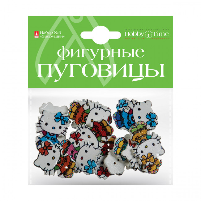 Фигурные пуговицы "Зверушки", 4 вида, BV/2-520