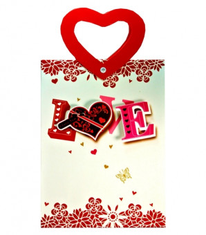 ПАКЕТ ПОДАРОЧНЫЙ БУМАЖНЫЙ "СЕРДЦА"  "ASMAR" РУЧКА В ВИДЕ СЕРДЦА 18*24*8 ПЛОТНОСТЬ 210ГР (12)