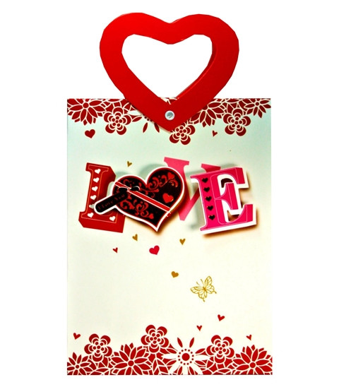 ПАКЕТ ПОДАРОЧНЫЙ БУМАЖНЫЙ "СЕРДЦА"  "ASMAR" РУЧКА В ВИДЕ СЕРДЦА 18*24*8 ПЛОТНОСТЬ 210ГР (12)