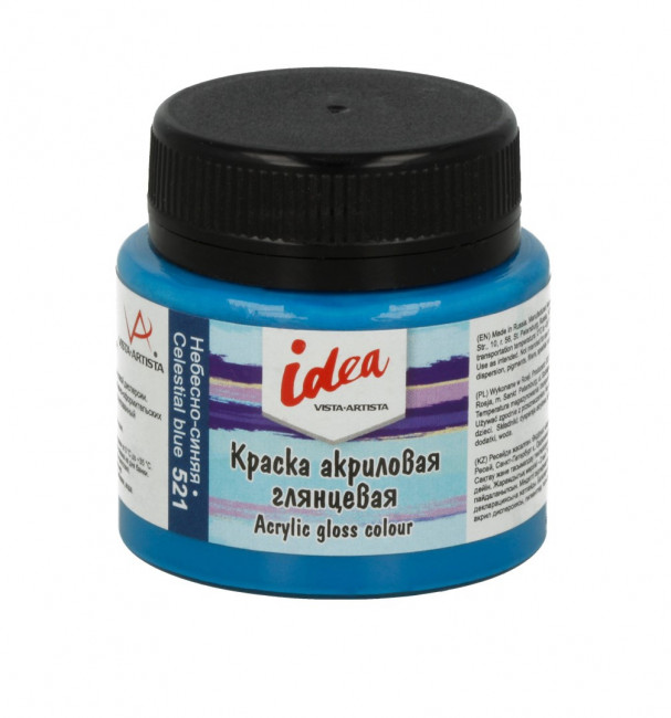 Краска акриловая для декора глянцевая 50мл 521 Небесно-синяя, idea, VISTA-ARTISTA/ IGA-50 521