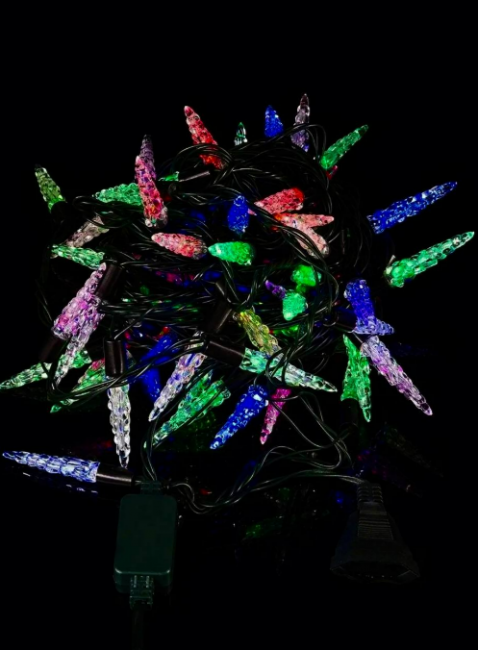 Гирлянда "Сосульки" 5м, 40 разноцветных ламп, черная нить, Jevelry/Сосульки 5м т.н. разноцв