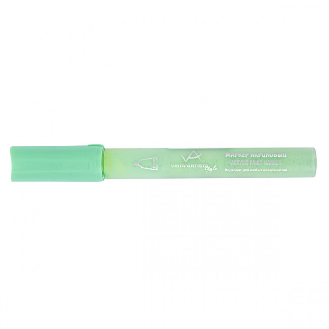 Маркер акриловый 2мм, перо круглое, зеленый-светлый, 10шт, VISTA-ARTISTA/AMV-01 G210