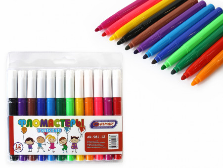 Фломастеры 12цв "Джамбо", цветной корпус, Asmar (12)