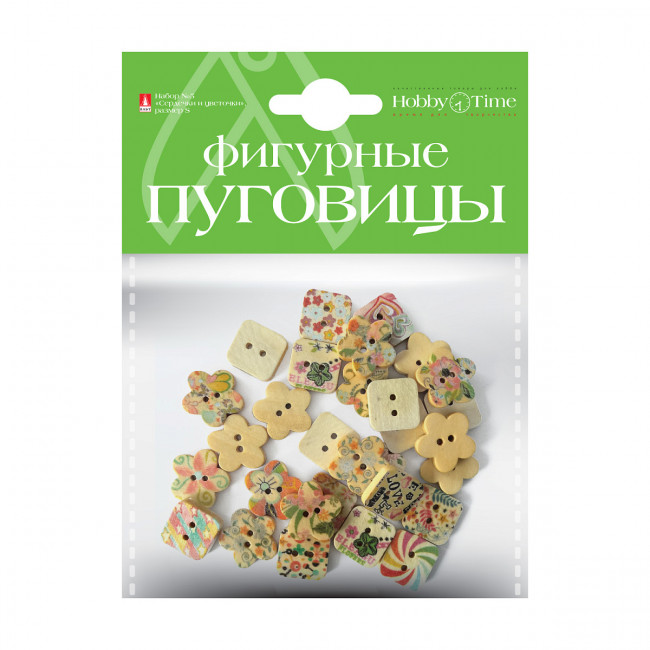 Фигурные пуговицы "Сердечки и цветочки", 3 вида, BV/2-173 Фигурные пуговицы "Сердечки и цветочки", 3 вида, BV/2-173