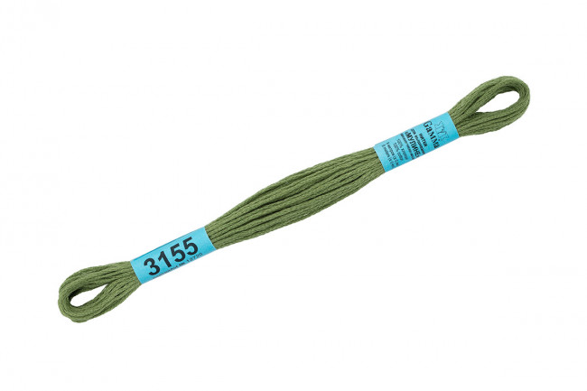 Нитки для вышивания "Gamma" мулине ( 3071-3172 ) 100% хлопок 8 м №3155 бл.хаки Нитки для вышивания "Gamma" мулине ( 3071-3172 ) 100% хлопок 8 м №3155 бл.хаки