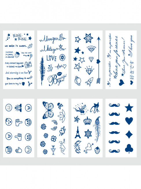 Татуировка-наклейка 11 х18см "Синий микс 4", Рыжий Кот/ТА-1753 (8)