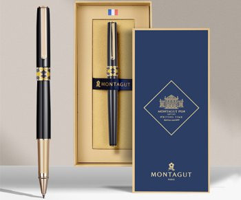 Ручка в футляре  TJ-45 Montagut (син) 0.5мм роллер Черная (1/20)