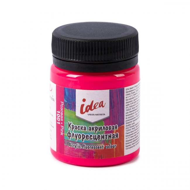 Краска акриловая для декора флуоресцентная 50мл 1001 Розовая, idea, VISTA-ARTISTA/ IFA-50 1001