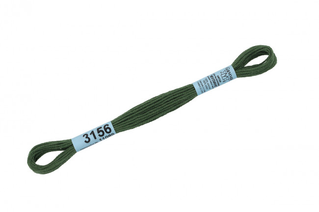 Нитки для вышивания "Gamma"    мулине  ( 3071-3172 )  100% хлопок     8 м №3156 зеленый-хаки