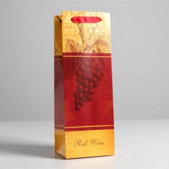 Пакет ламинир под бутылку "Red wine" 13х36х10 см (уп. по 12 шт.)