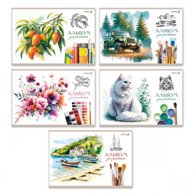 Альбом для рисования А4 40л "МИКС Цветные зарисовки" скрепка, Светоч/А258_01714 (5)