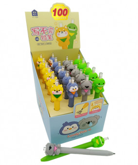 Карандаш Вечный  DB-245 "Животные" автомат, HB, зеленый корпус с фигуркой, в к/коробке KK-7427 (24/1728)