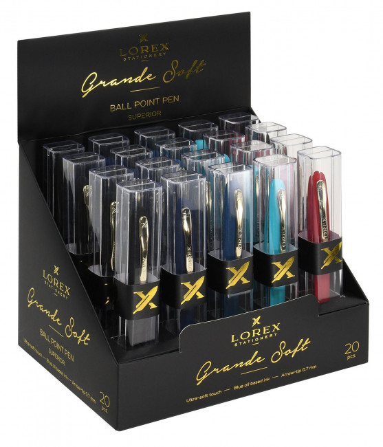 Ручка 0,7мм на масляной основе GRANDE SOFT синий, корпус изготовлен по технологии Ultra-soft touch, LOREX/LXOPGS-MIX (20/240)