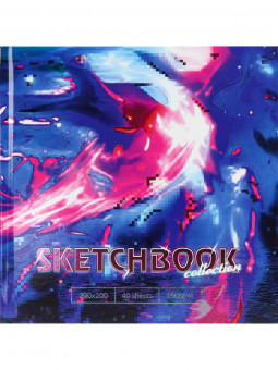 Скетчбук 200х200 Cyber World (7БЦ, холодная фольга + твин лак, 40 л, 160г, белая бумага) С40-4055