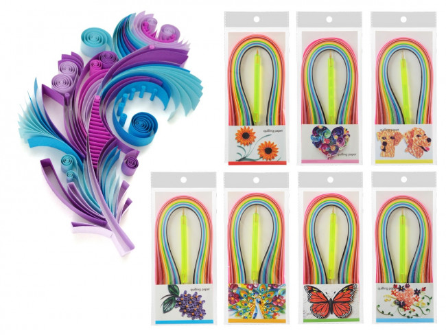 Бумага для квилинга 5 х 390мм, 170 л 20 цв, двухсторонняя ручка в комплекте, Mazari/M-4311 Бумага для квилинга 5 х 390мм, 170 л 20 цв, двухсторонняя ручка в комплекте, Mazari/M-4311