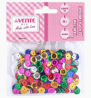 Пайетки декоративные 8х8мм 14 г, "Metallic"  ассорти цветов, deVENTE/8001909