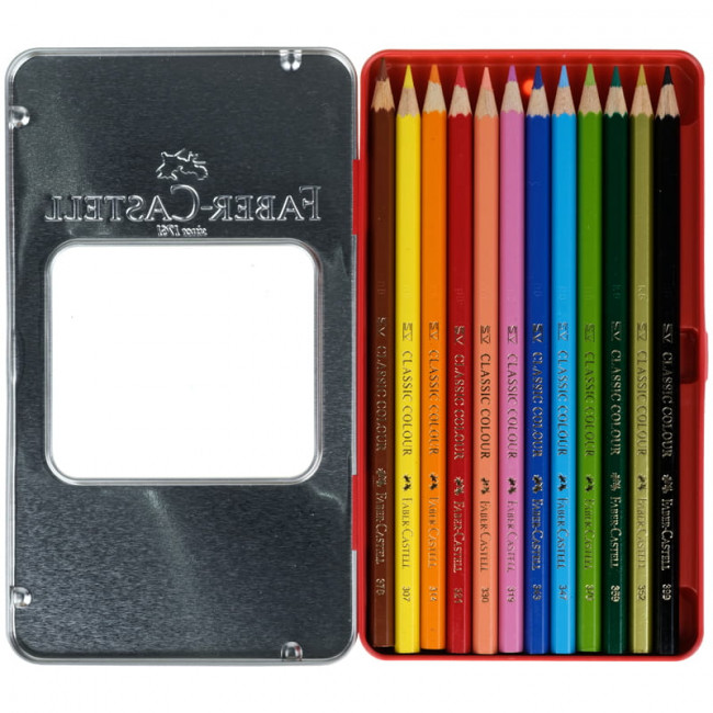 Карандаши цветные Faber-Castell, 12цв., заточен., метал. кор.