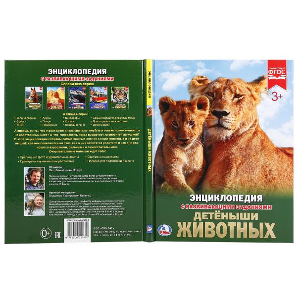 Энциклопедия с развивающими заданиями "Детёныши животных". Формат - 197 х 255мм 48стр, Умка
