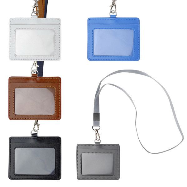 Бейдж горизонтальный с дополнительным отделом, кожзам, на шнурке, Asmar/AR-2919 (12)