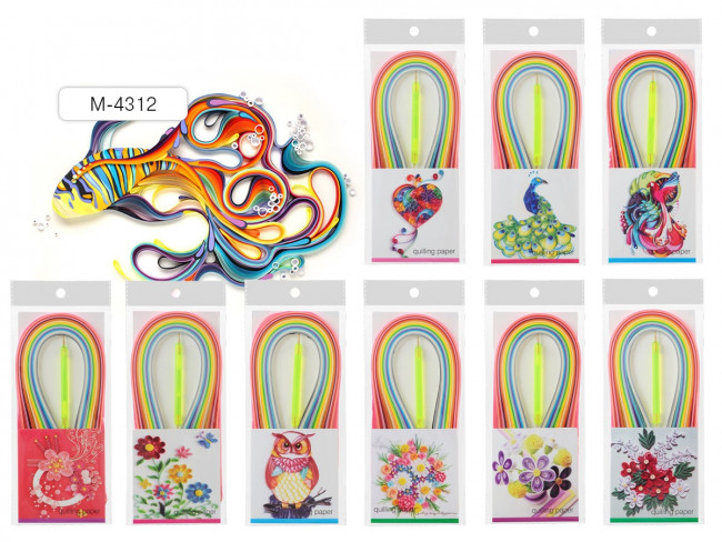 Бумага для квилинга 5 х 540мм, 240 л 20 цв, двухсторонняя ручка в комплекте, Mazari/M-4312 Бумага для квилинга 5 х 540мм, 240 л 20 цв, двухсторонняя ручка в комплекте, Mazari/M-4312