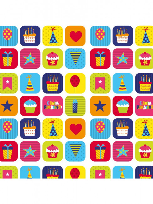 Упаковочная бумага 70*100см "Вечеринка", 10л, OPTIMA УБ-4448