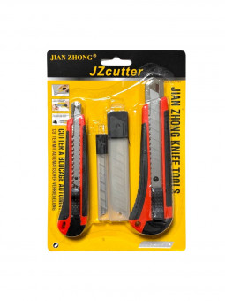 Набор канцелярских ножей 18 мм и 10 мм, с метал. направляющими, усиленные, 2 набора лезвий к ножам 9мм, 18 мм MiC/AD2087 (16)