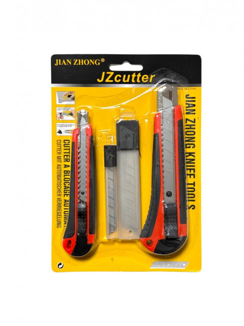 Набор канцелярских ножей 18 мм и 10 мм, с метал. направляющими, усиленные, 2 набора лезвий к ножам 9мм, 18 мм MiC/AD2087 (16)