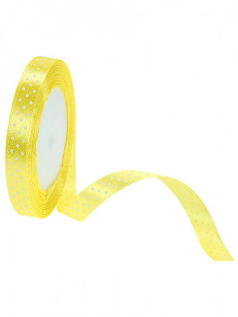 Лента упаковочная "Горошек" (12 мм х 22 м.) желтый, MILAND/ БЛ-5646 (10)