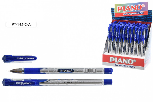 Ручка шариковая 0,5мм синяя "Piano Track", на масляной основе, белый полупрозрачный корпус, PIANO/PT-195-CA (50) Ручка шариковая 0,5мм синяя "Piano Track", на масляной основе, белый полупрозрачный корпус, PIANO/PT-195-CA (50)