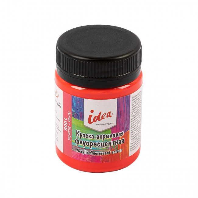 Краска акриловая для декора флуоресцентная 50мл 1008 Алая, idea, VISTA-ARTISTA/ IFA-50 1008