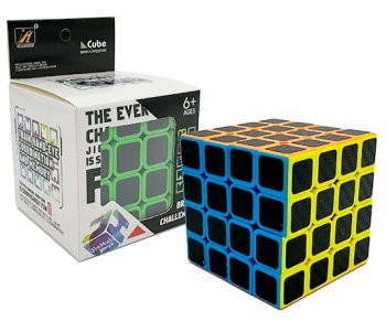 Кубик-Головоломка  DJ-211/DE-288  4*4, грань 6см, черный с цветными вставками, в к/к №759 (6/288)