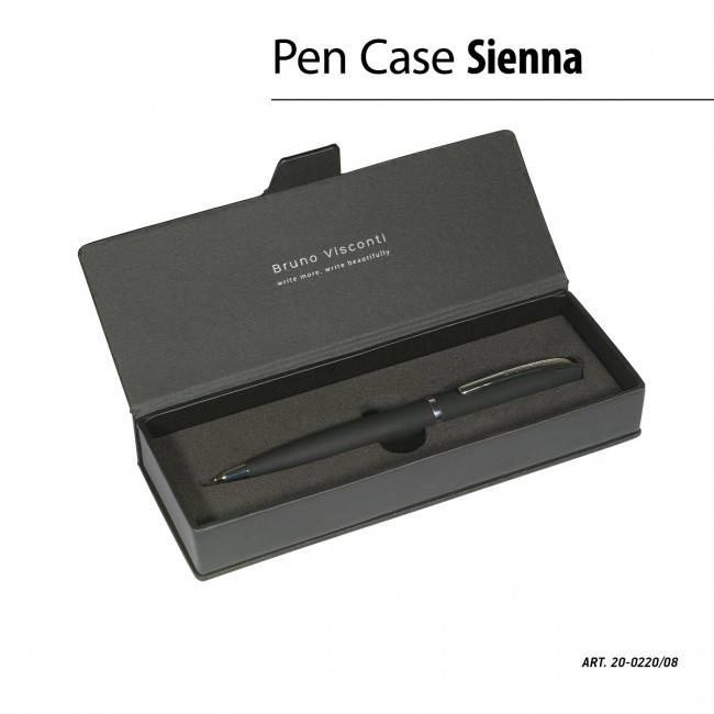 Ручка автоматическая 1,0мм синяя «Sienna», в футляре, черный корпус, BV/20-0220/08