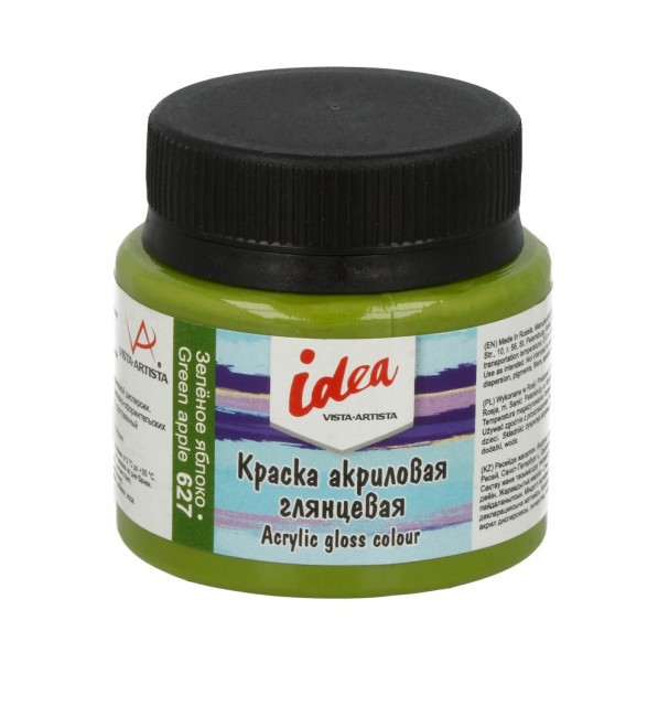 Краска акриловая для декора глянцевая 50мл 627 Зеленое яблоко, idea, VISTA-ARTISTA/ IGA-50 627
