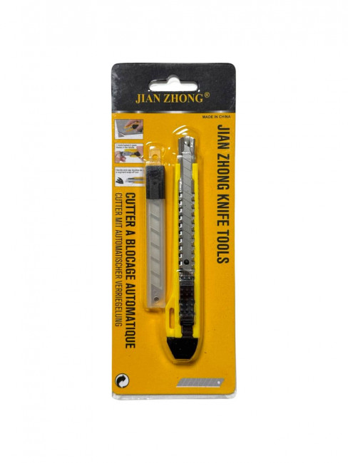 Нож канцелярский 9 мм с метал. направляющими, с запасными лезвиями 10шт, MiC/AD9951 (48)