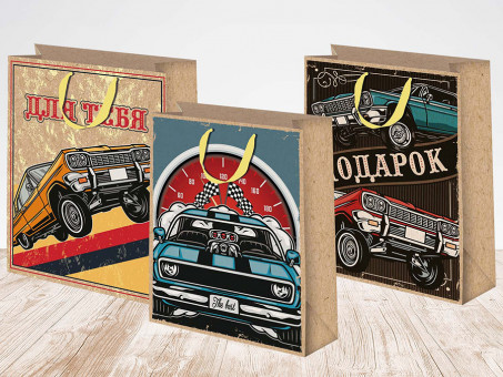 Пакет подарочный 18см х 23см "Машины" крафт, ассорти, Микрос/ч45631 (12)