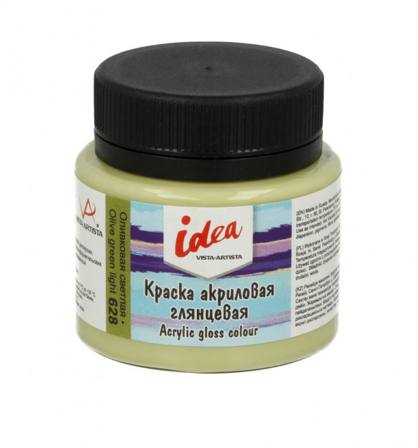 Краска акриловая для декора глянцевая 50мл 628 Оливковая светлая, idea, VISTA-ARTISTA/ IGA-50 628