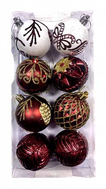 Набор ёлочных шаров 8 шт, красный, LF68001 №14