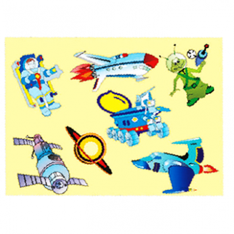 Трафарет-раскраска в АССОРТИМЕНТЕ 12 видов, пакет (60) (ТР-10, КОСМОС), ТР