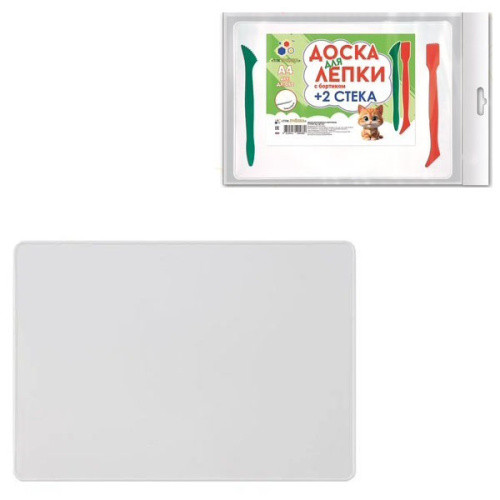 Доска А4 для лепки с бортиком и стеками, белая, Пчёлка/ДЛ-042