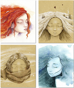 Тетрадь 48 клетка "Мечтательные девочки" скрепка, Полином (4/40)