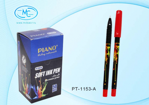 Ручка шариковая 0,7мм красная "Piano Soft Ink Pen", на масляной основе, корпус с рисунком, PIANO/PT-1153A /красн/ (50)