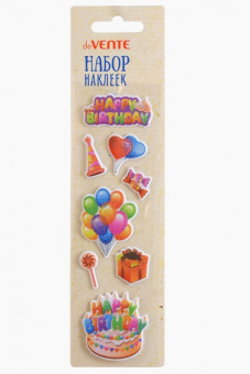 Набор наклеек 4,9 x 16см "Happy Birthday" для творчества объемные с блеском, deVENTE/8004007