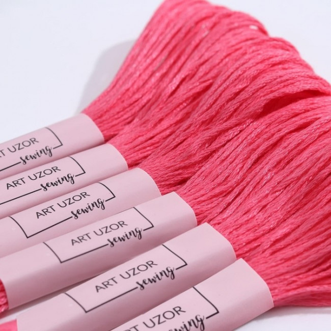 Нитки мулине 8±1м №956 (фас 6шт цена за шт) ярко-розовый АУ   4685557