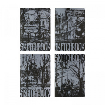 Скетчбук А4 60л "Черный. Mix № 2", 4 вида ассорти, BV/3-582/02 (12)