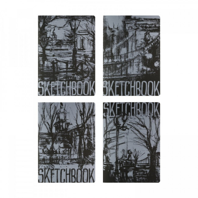 Скетчбук А4 60л "Черный. Mix № 2", 4 вида ассорти, BV/3-582/02 (12)